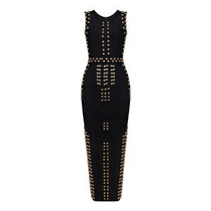 Byraya Bodycon Scuba Bandage Dress with Gold Links – Size M ✨🔥